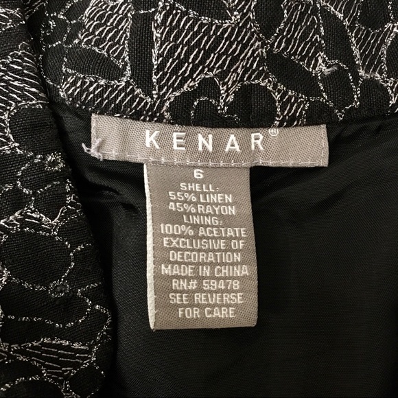 KENAR Sleeveless Linen Blend Black Silver Floral Embroidered Top Women’s 6/Small - Picture 6 of 6